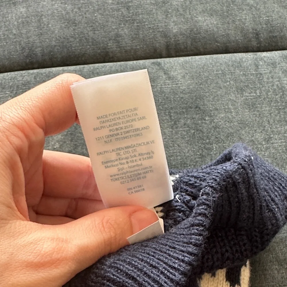 Ralph Lauren Navy and Cream Kids Sweater - Picture 3 of 6